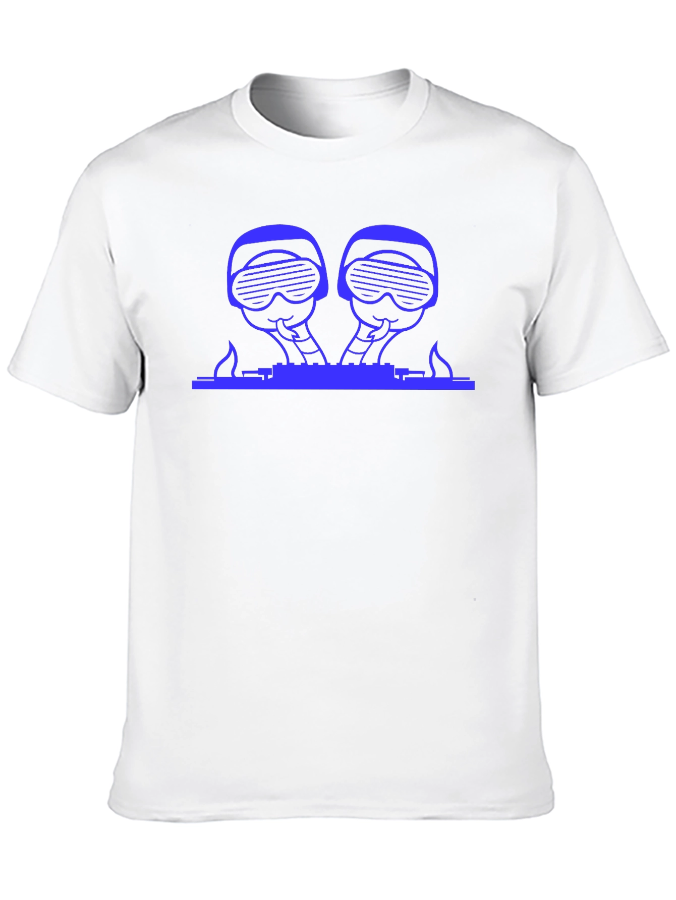 Blue Graphic DJ T-Shirt - Black Crew Neck Tee
