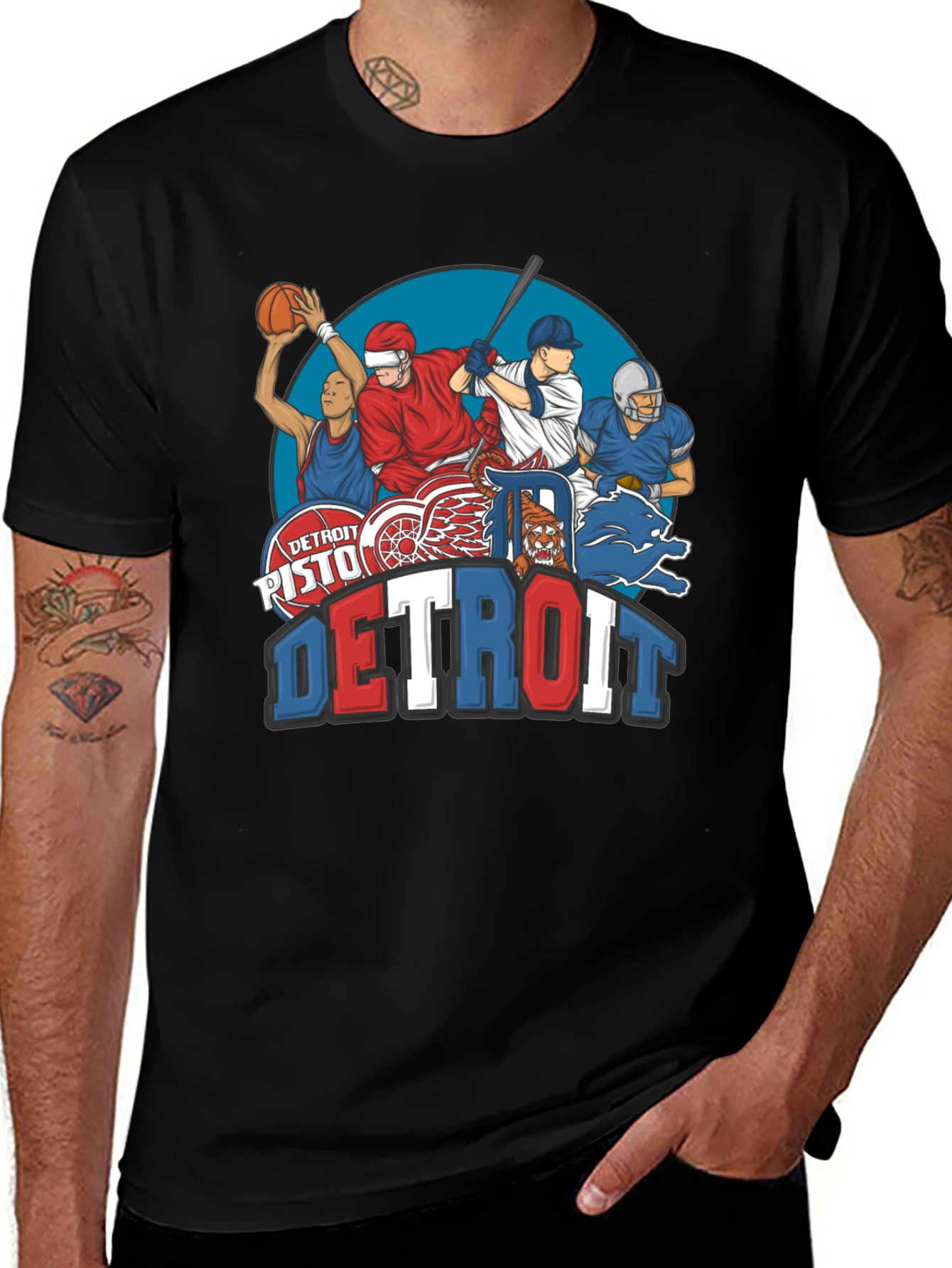 Detroit Sports Teams Graphic T-Shirt