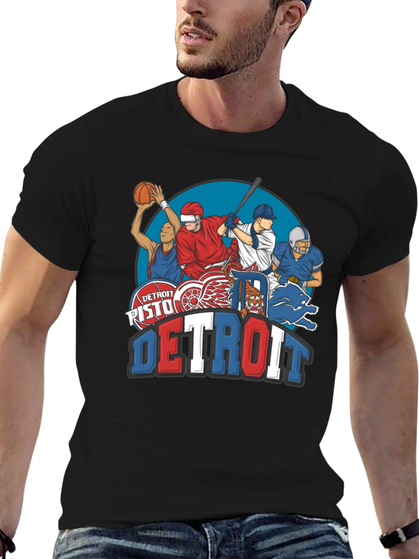 Detroit Sports Teams Graphic T-Shirt