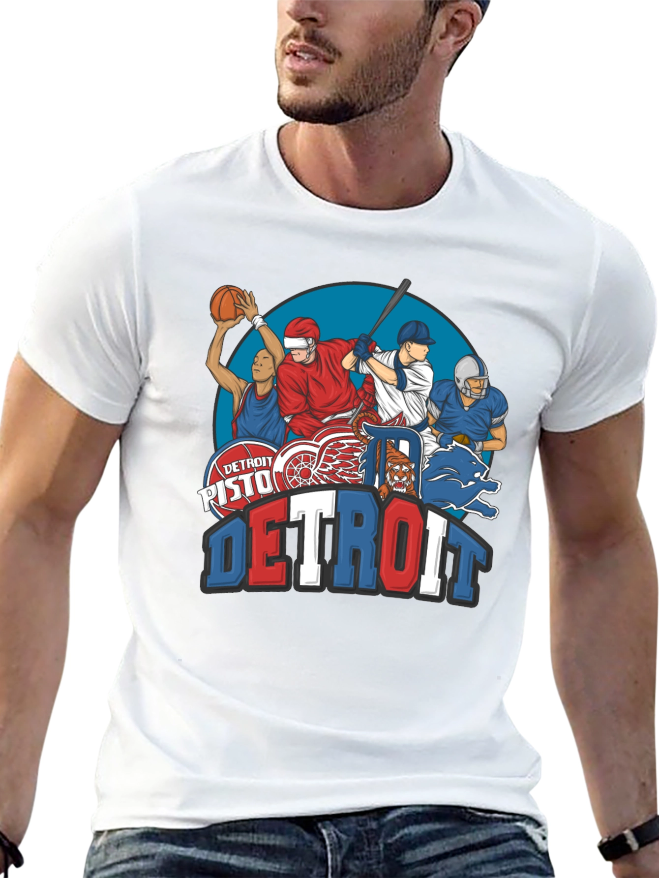 Detroit Sports Teams Graphic T-Shirt
