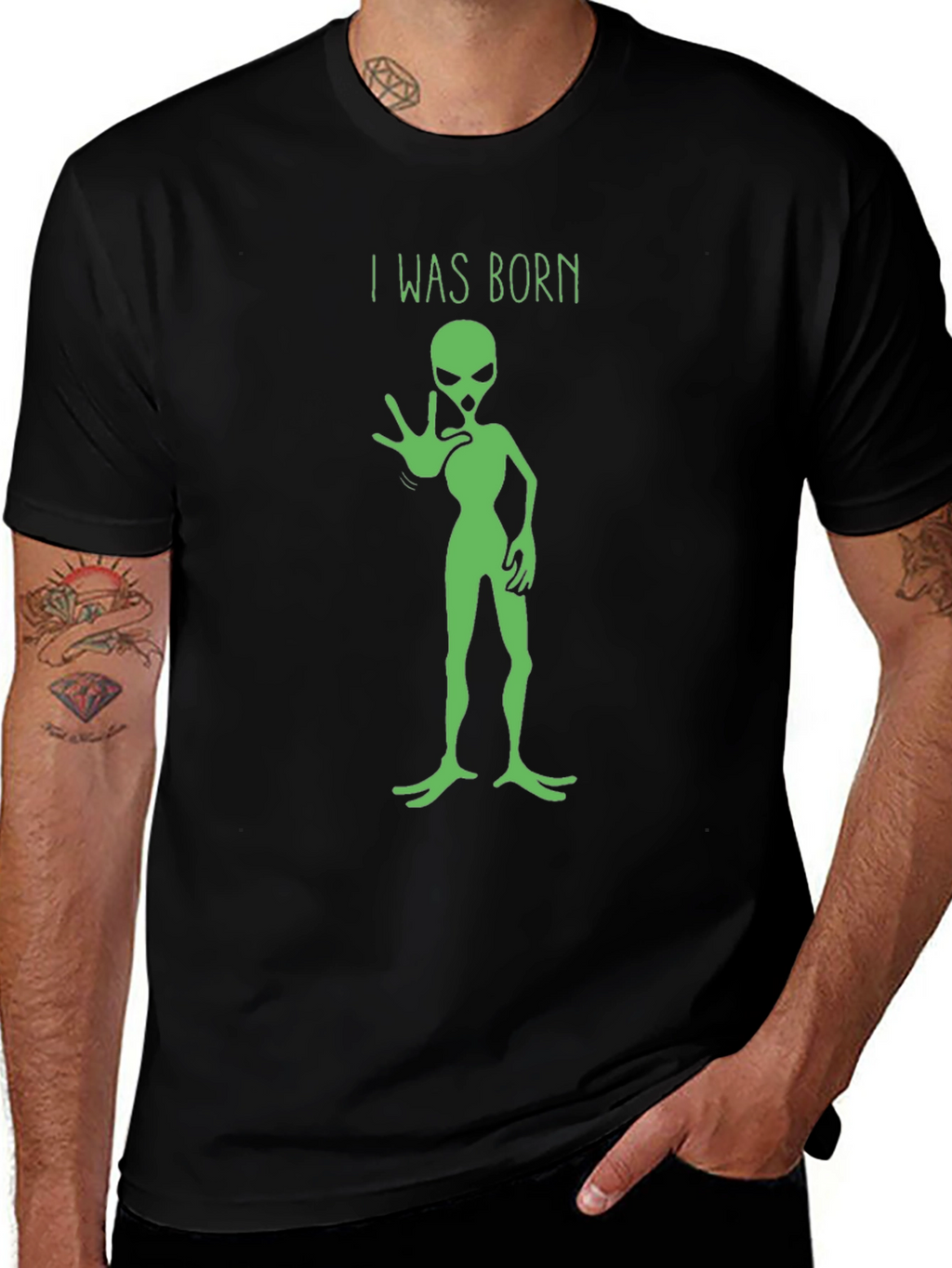 I Was Born Alien Graphic Tee - Black