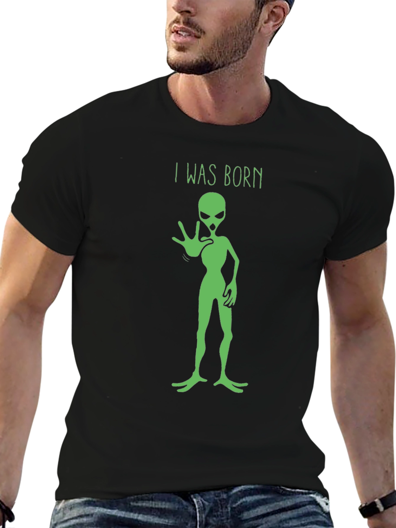 I Was Born Alien Graphic Tee - Black