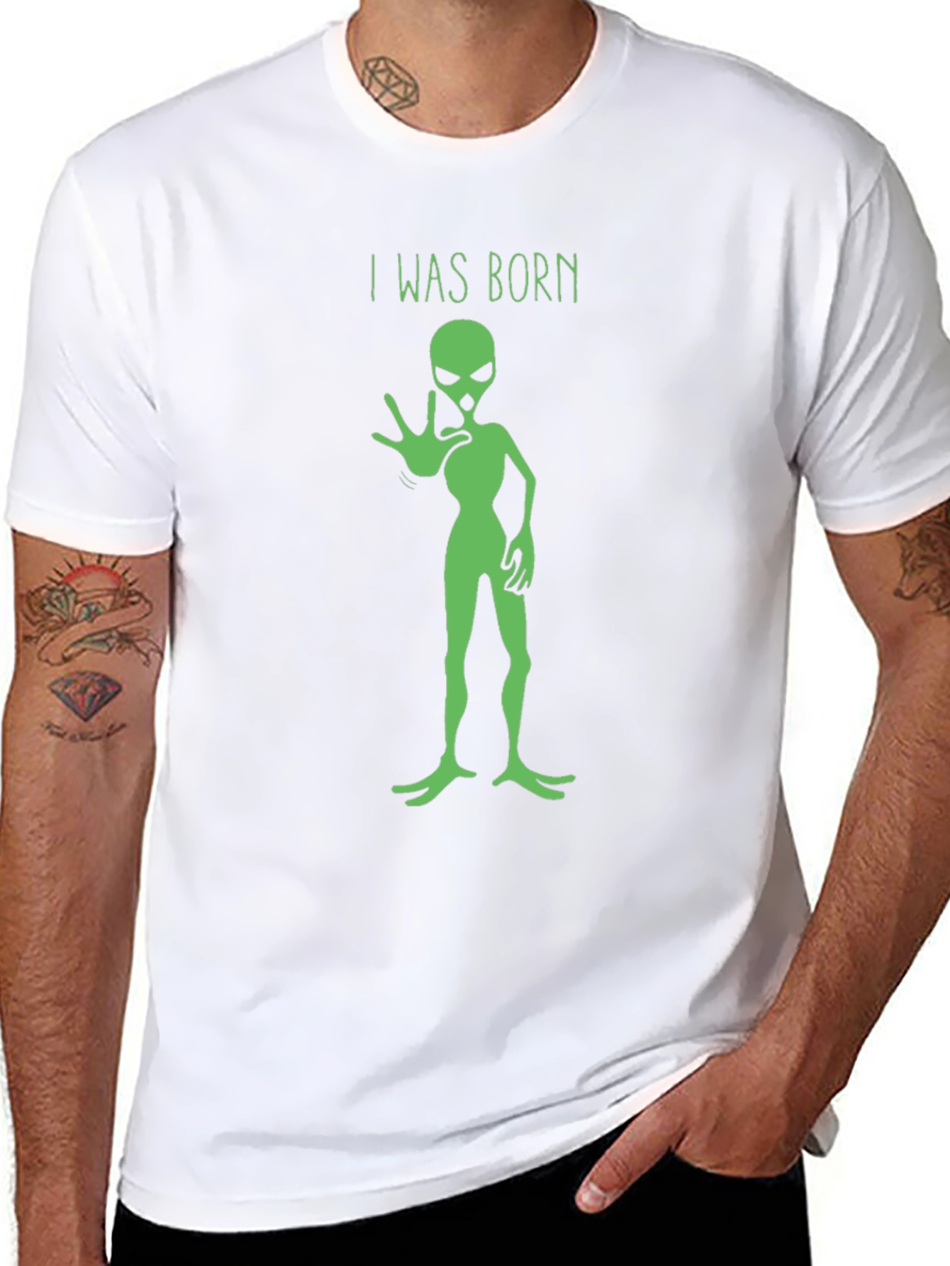 I Was Born Alien Graphic Tee - Black