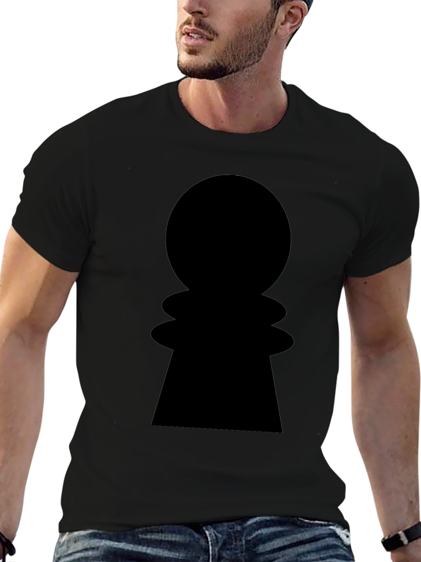 Chess Pawn Graphic Tee - Stylish Black Cotton Shirt