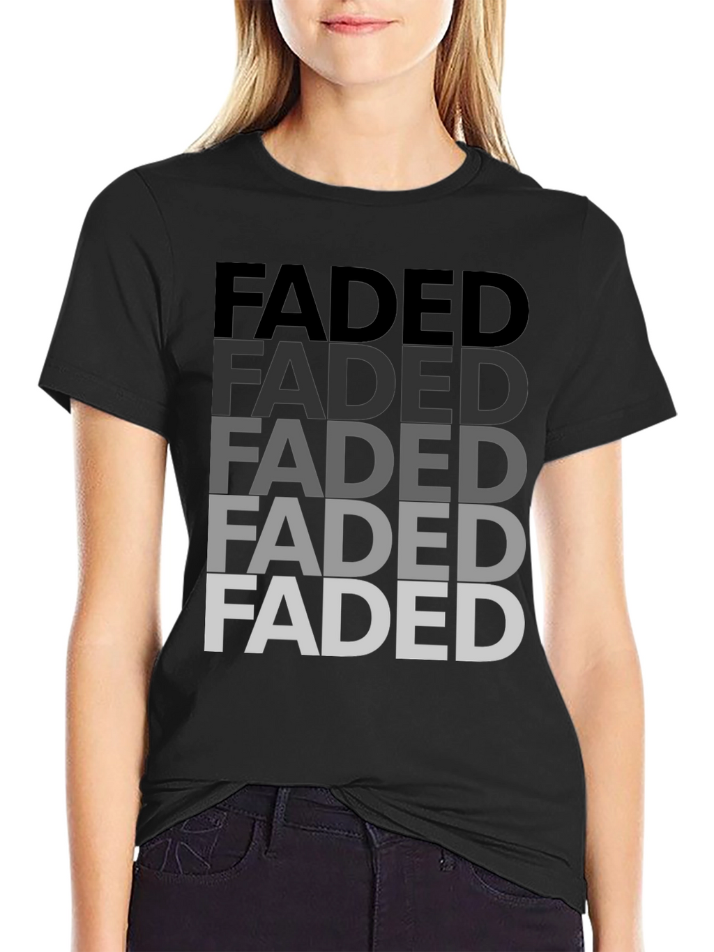 Faded Graphic Print Mens T-Shirt - Black