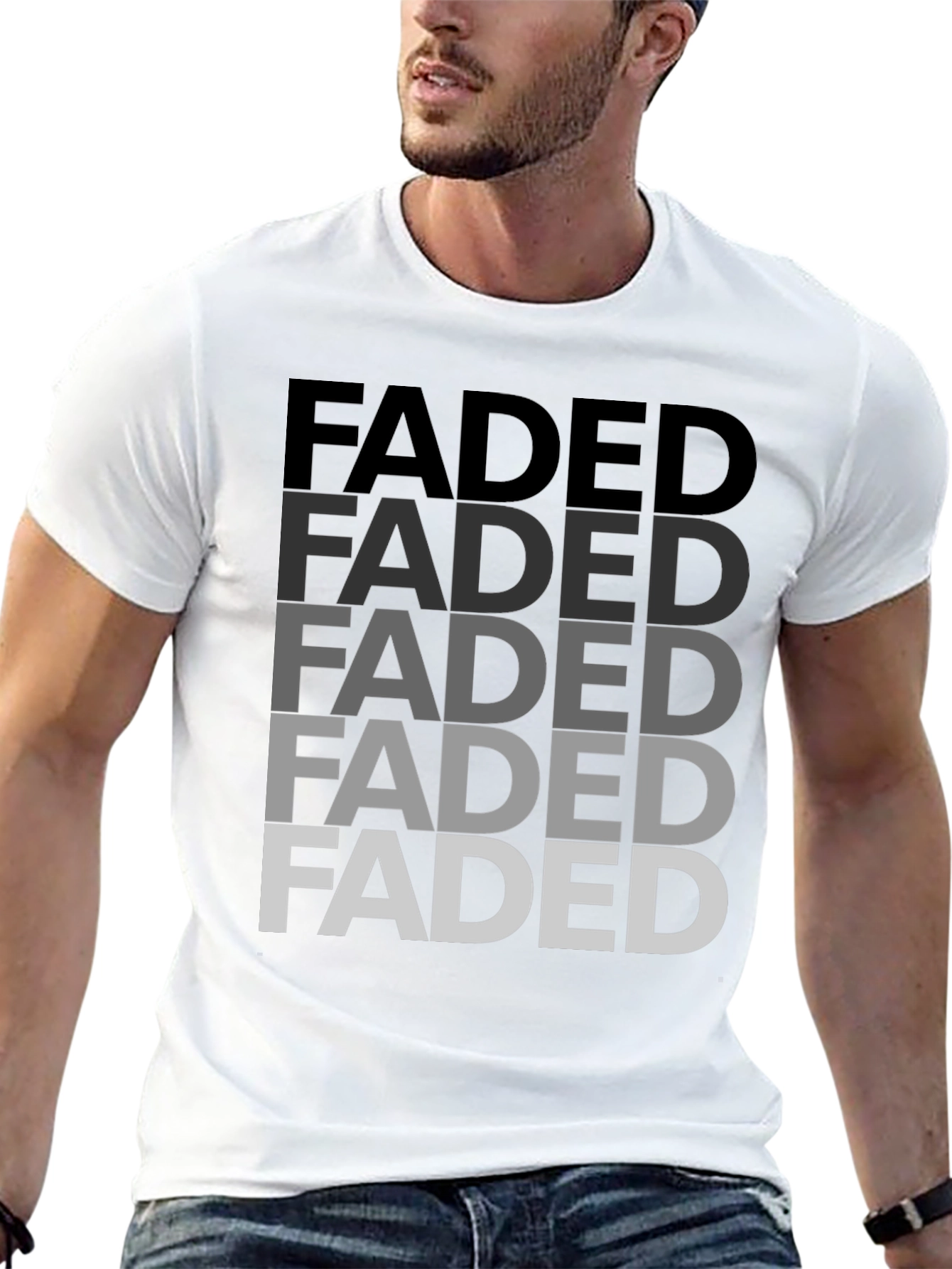Faded Graphic Print Mens T-Shirt - Black