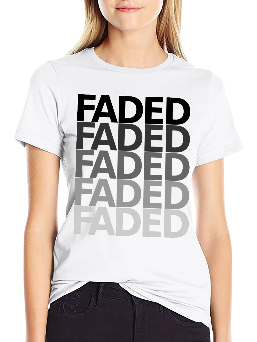 Faded Graphic Print Mens T-Shirt - Black
