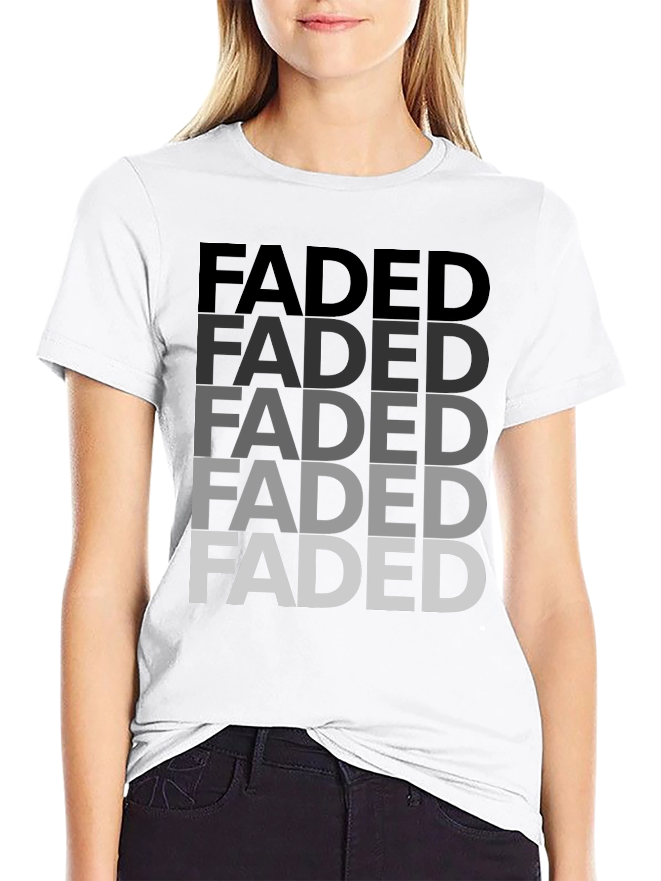 Faded Graphic Print Mens T-Shirt - Black