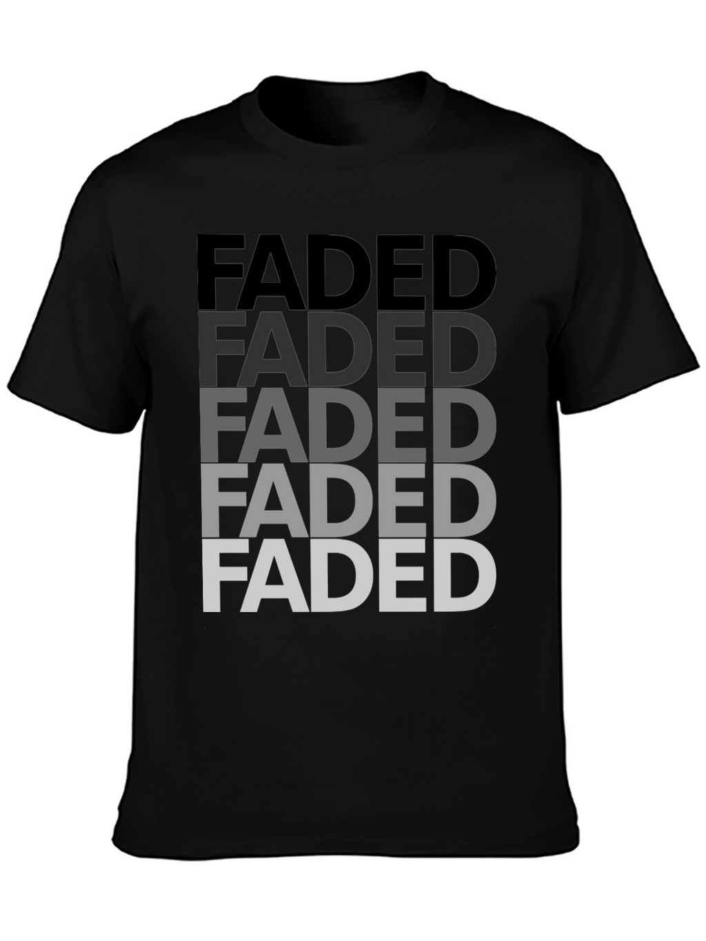 Faded Graphic Print Mens T-Shirt - Black