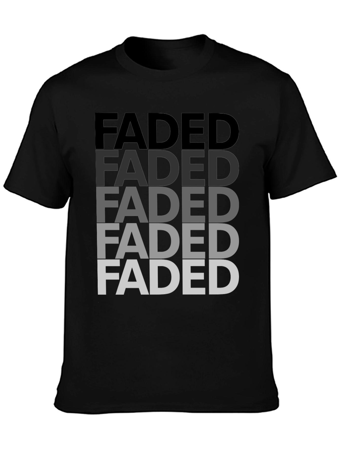 Faded Graphic Print Mens T-Shirt - Black