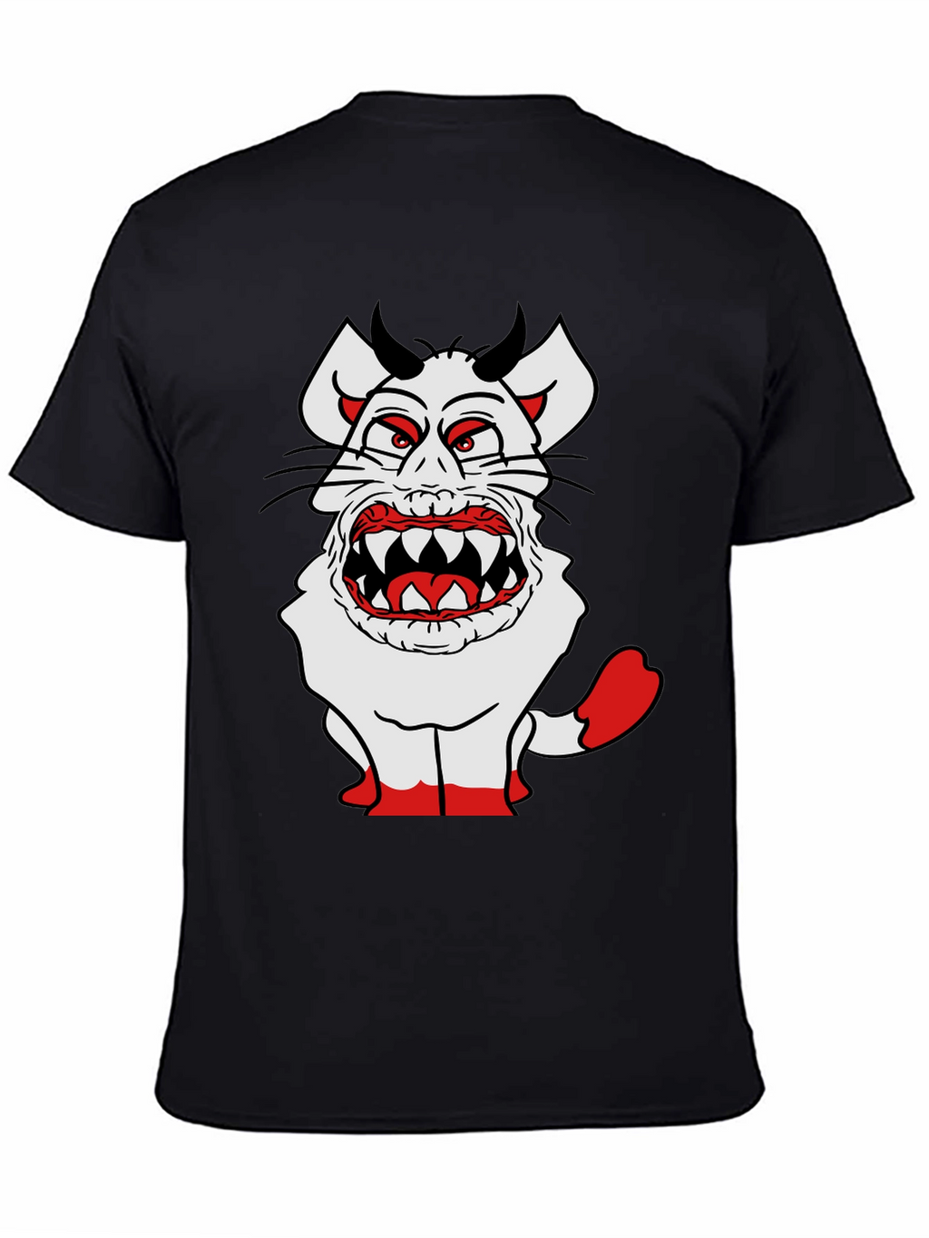 Monster Cartoon Graphic Tee - Black Cotton Blend