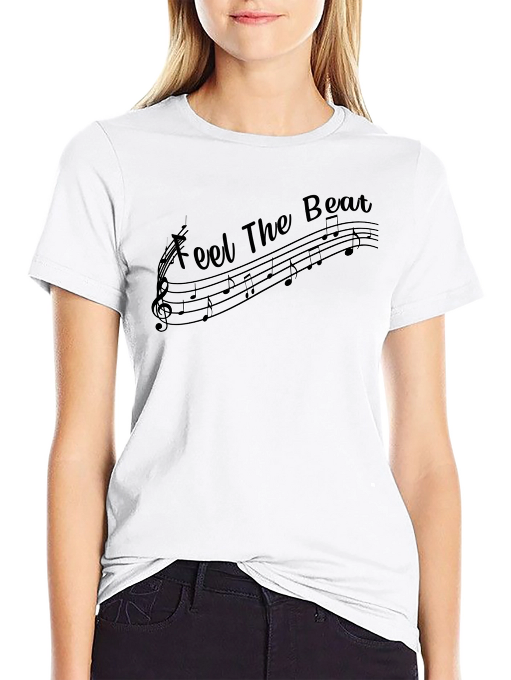 Feel The Beat Music Notes Black T-Shirt