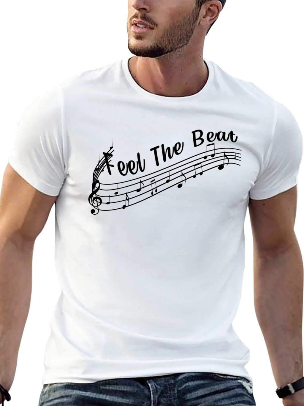 Feel The Beat Music Notes Black T-Shirt