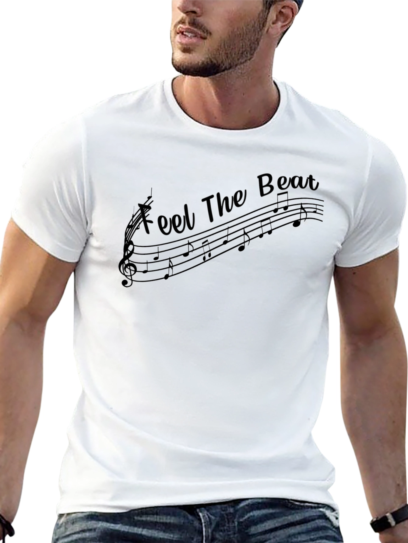 Feel The Beat Music Notes Black T-Shirt
