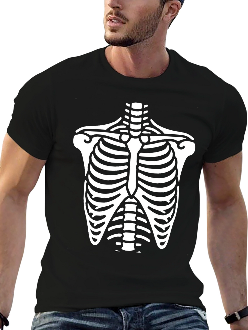 Skeleton Rib Cage Graphic Tee - Halloween T-Shirt