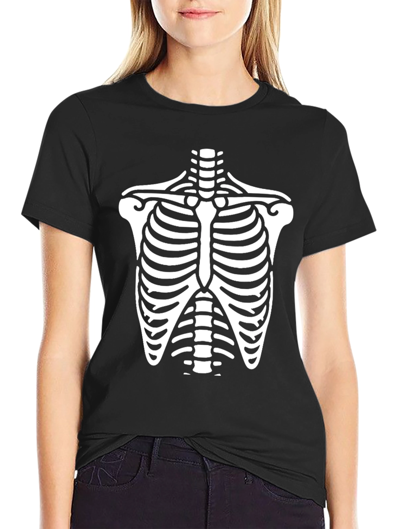 Skeleton Rib Cage Graphic Tee - Halloween T-Shirt