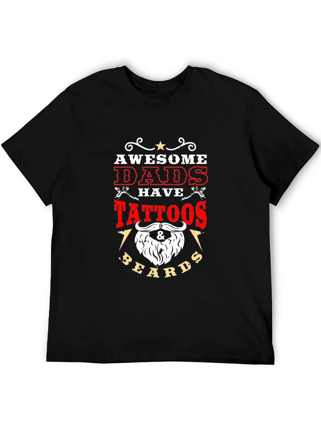 Awesome Dads Tattoos & Beards Black T-Shirt