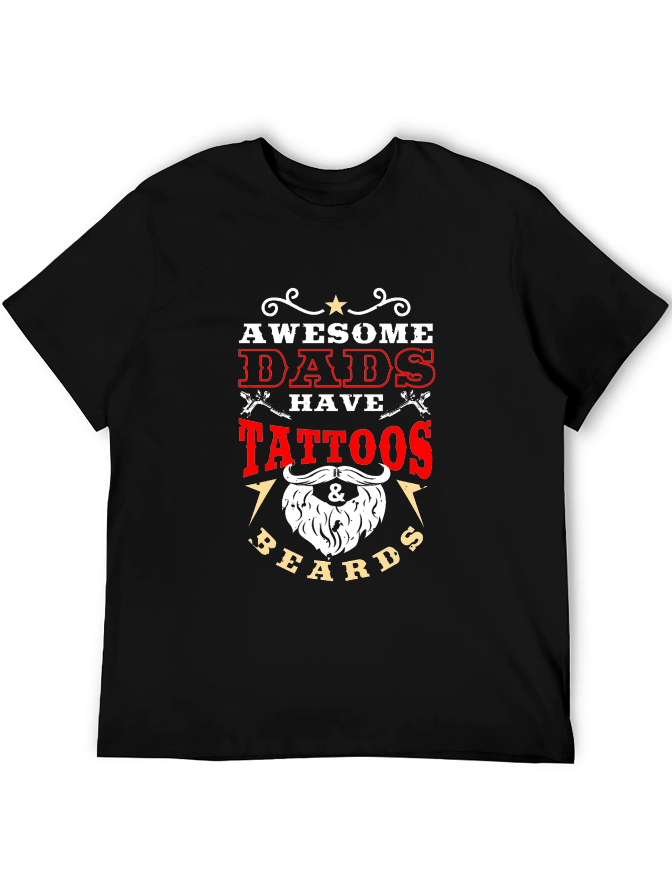Awesome Dads Tattoos & Beards Black T-Shirt