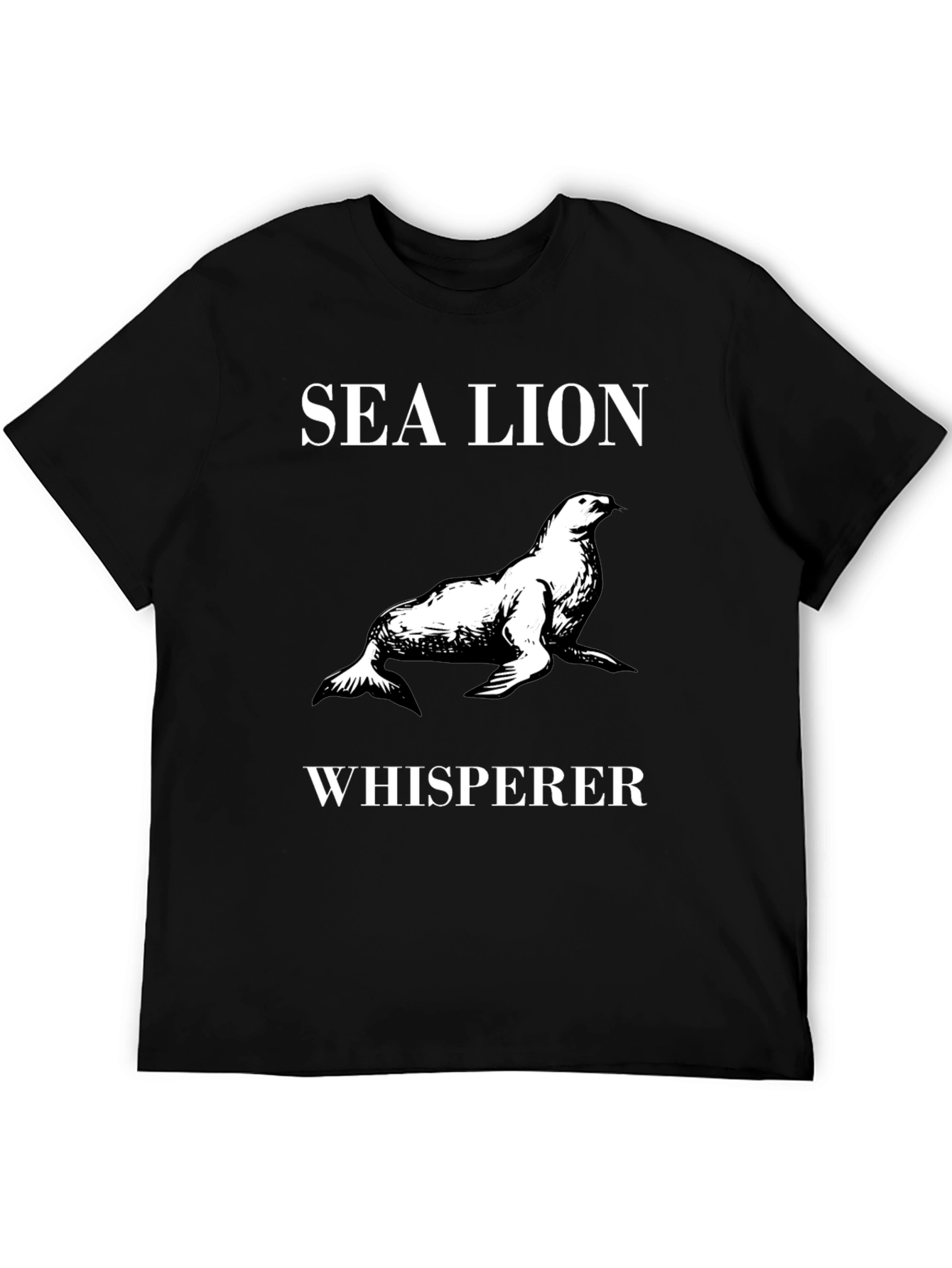 Sea Lion Whisperer Graphic Tee - Black Cotton T-Shirt