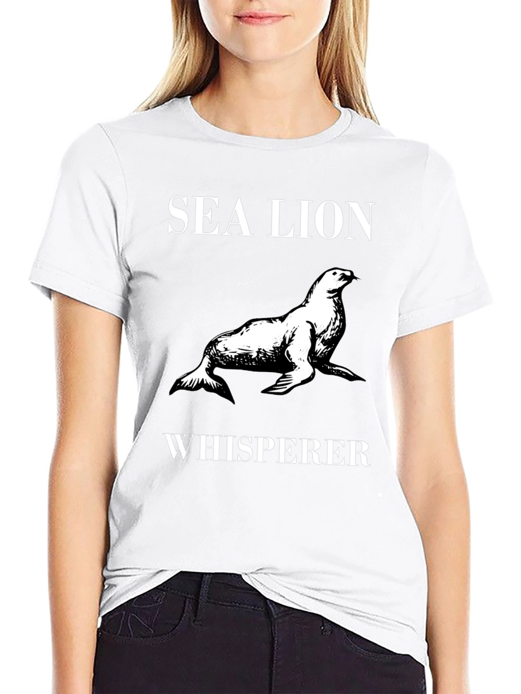 Sea Lion Whisperer Graphic Tee - Black Cotton T-Shirt