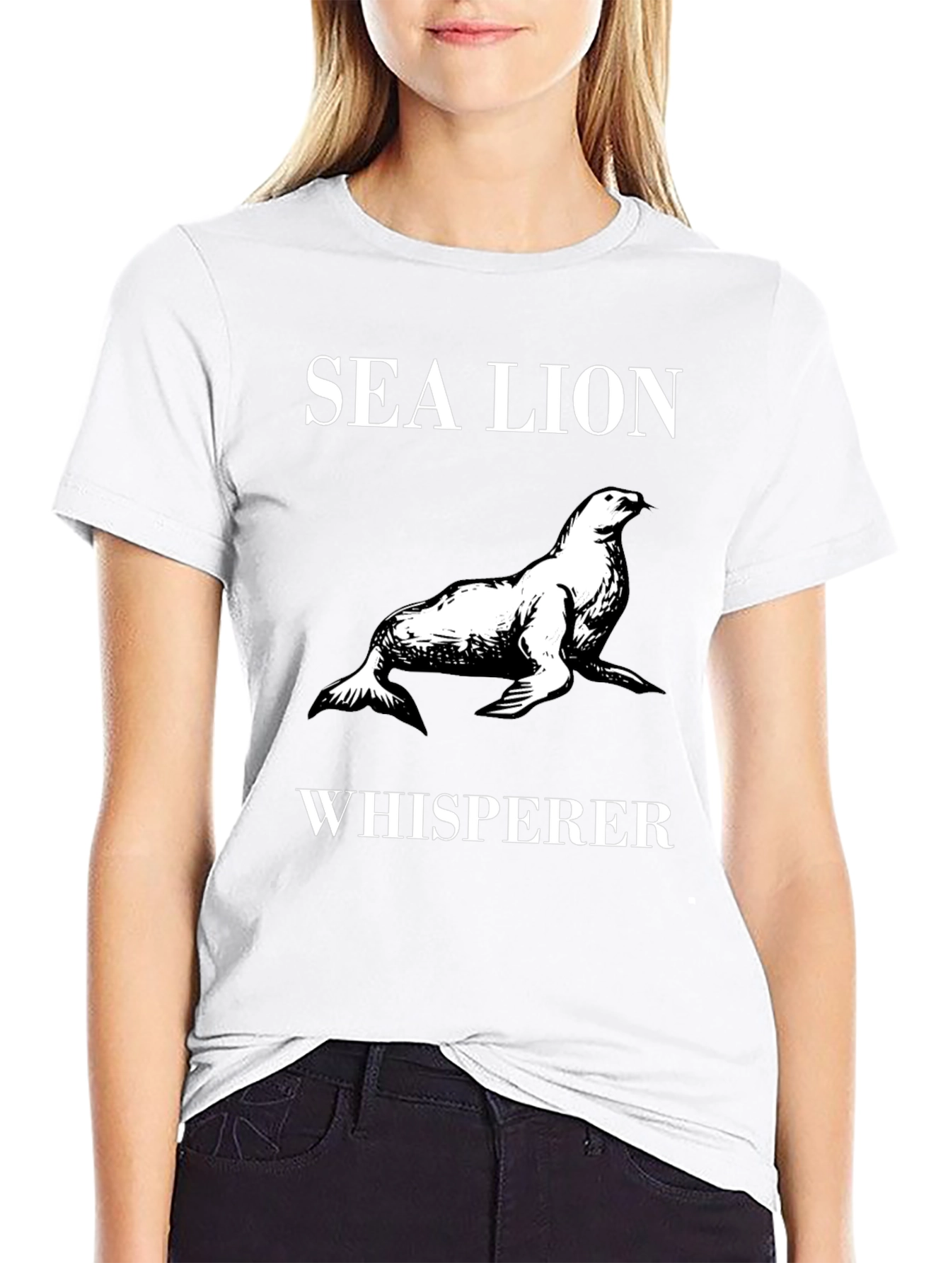 Sea Lion Whisperer Graphic Tee - Black Cotton T-Shirt