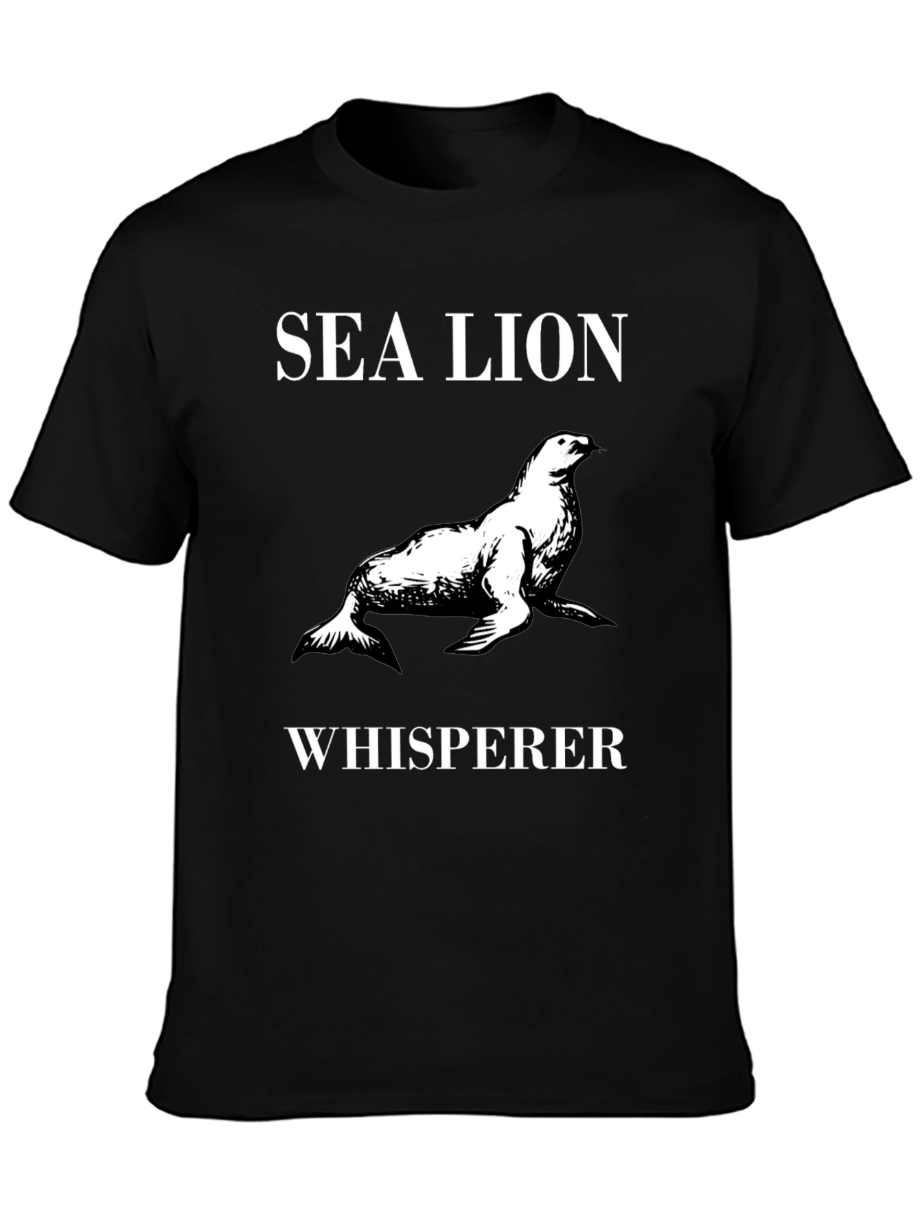 Sea Lion Whisperer Graphic Tee - Black Cotton T-Shirt