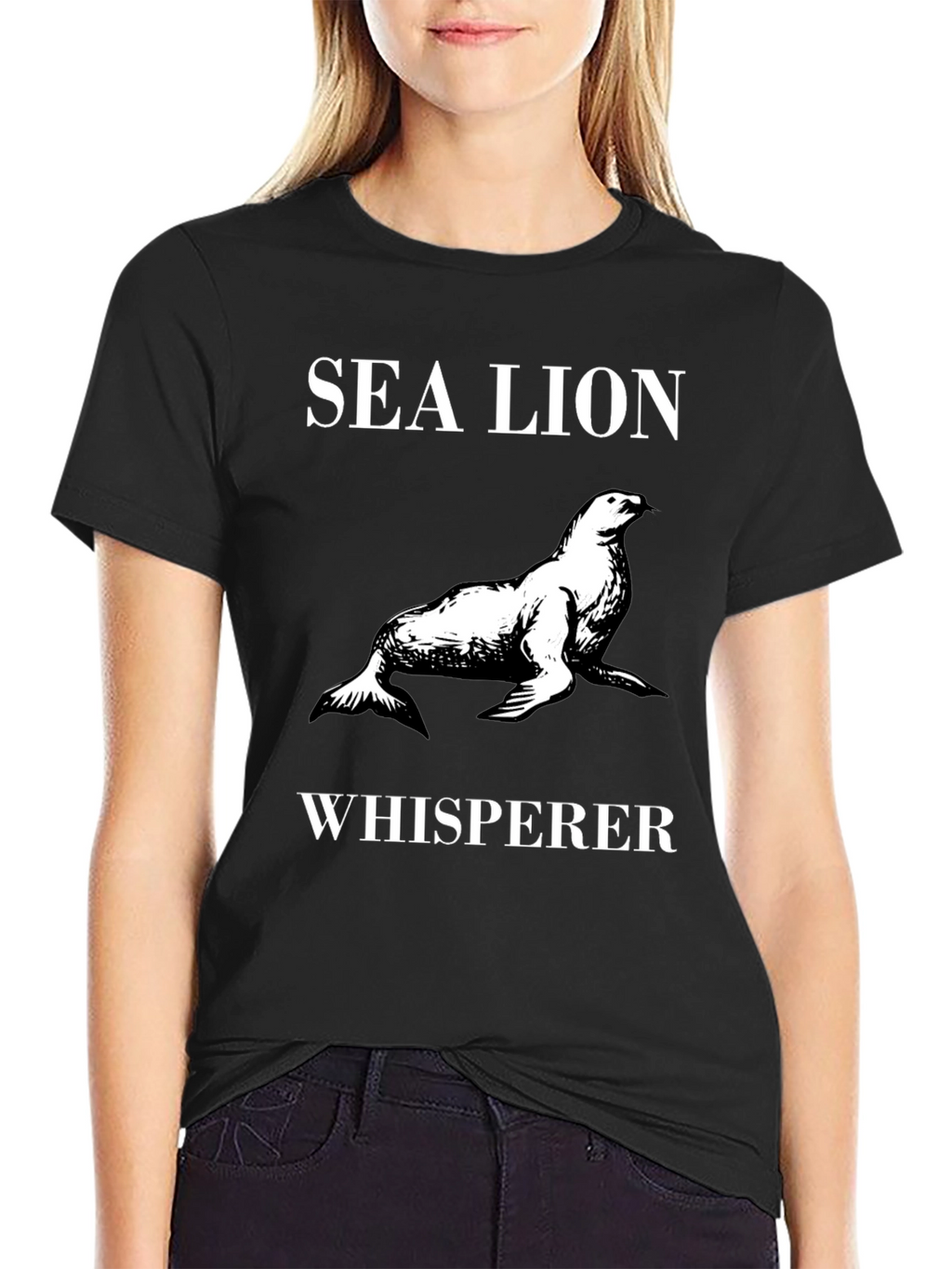 Sea Lion Whisperer Graphic Tee - Black Cotton T-Shirt