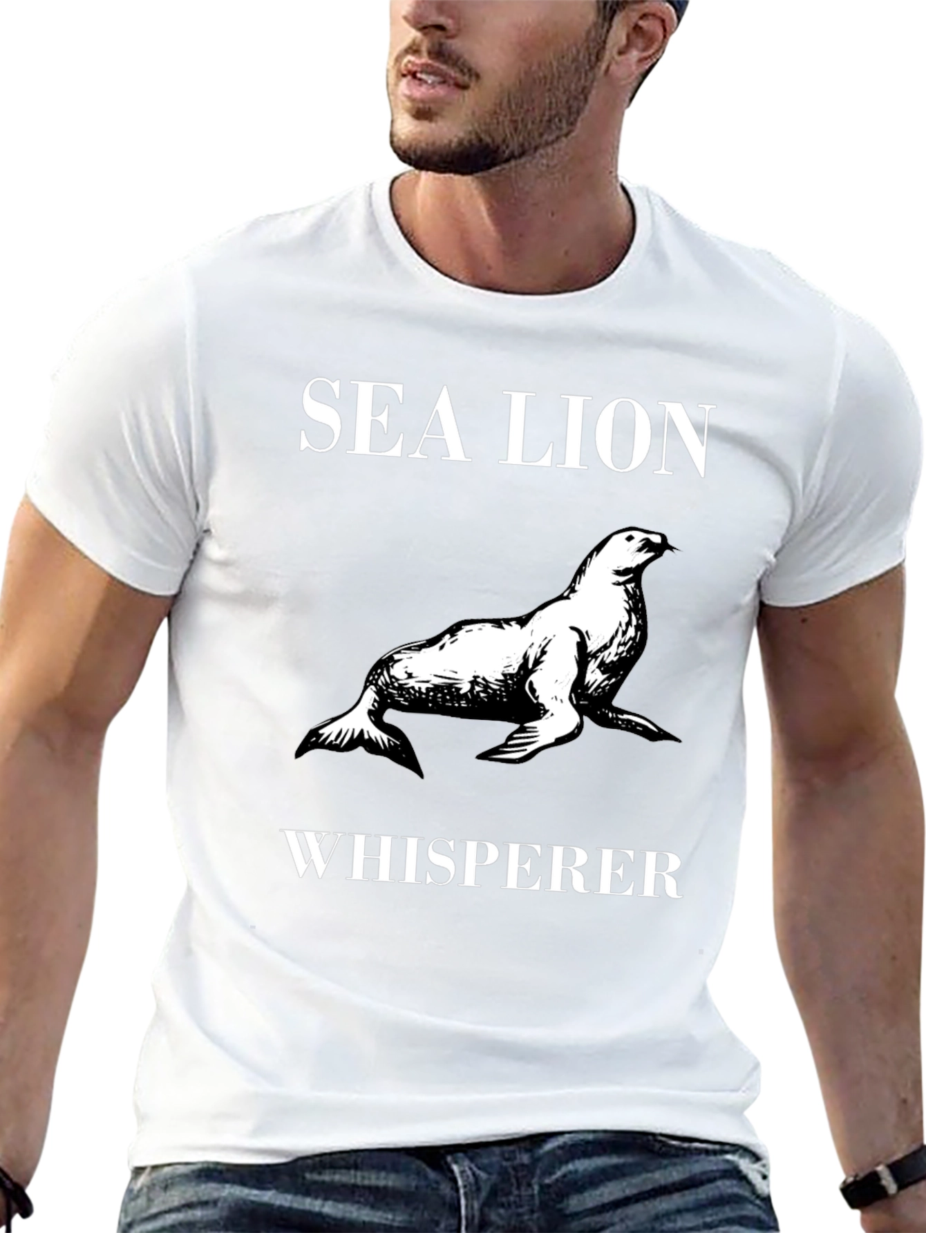 Sea Lion Whisperer Graphic Tee - Black Cotton T-Shirt