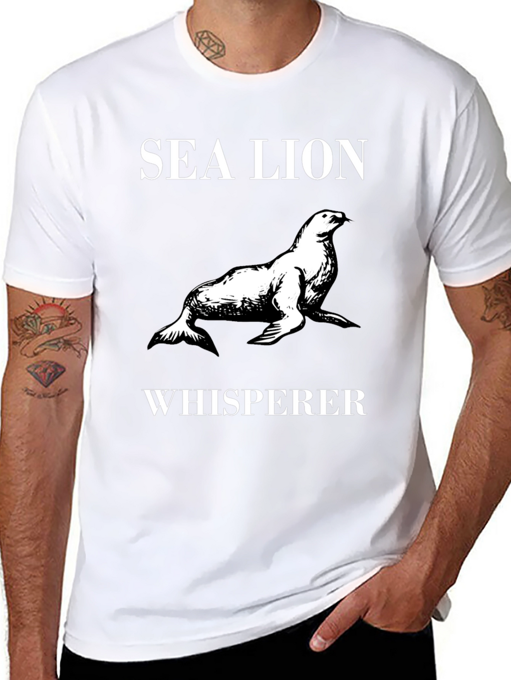 Sea Lion Whisperer Graphic Tee - Black Cotton T-Shirt