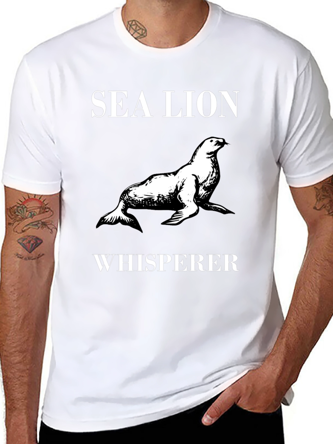 Sea Lion Whisperer Graphic Tee - Black Cotton T-Shirt