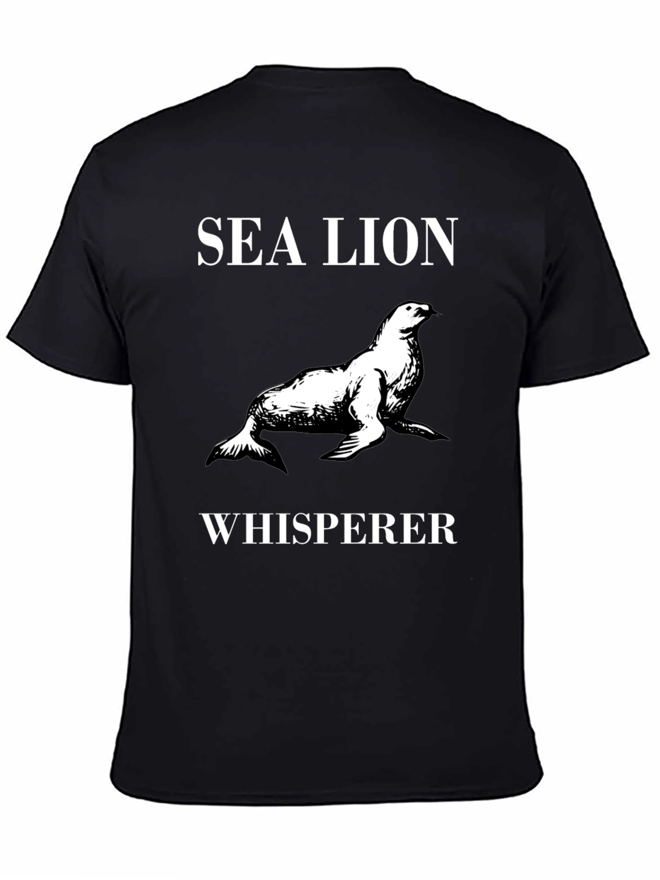 Sea Lion Whisperer Graphic Tee - Black Cotton T-Shirt