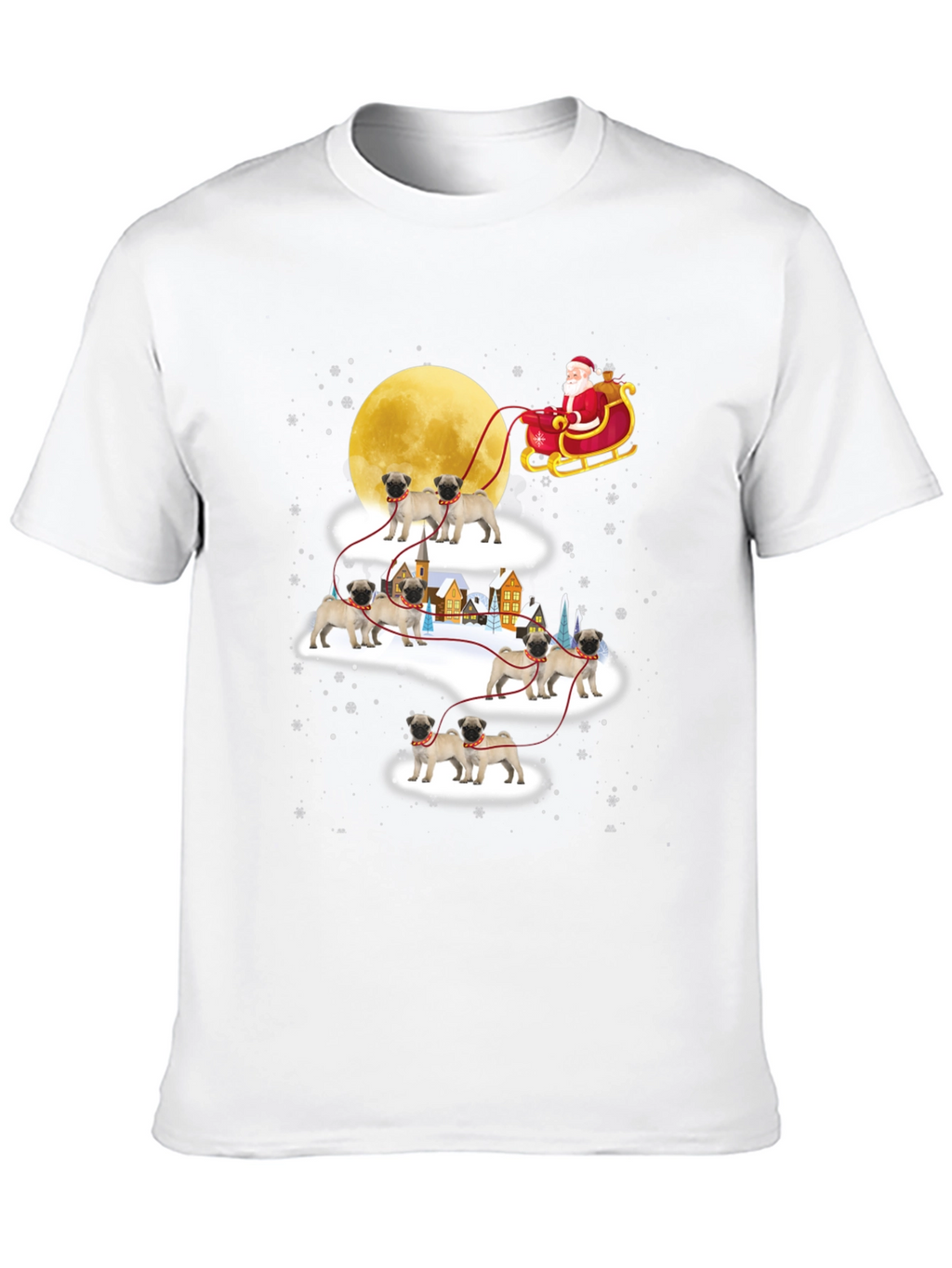 Christmas Pug Santa Sleigh T-Shirt