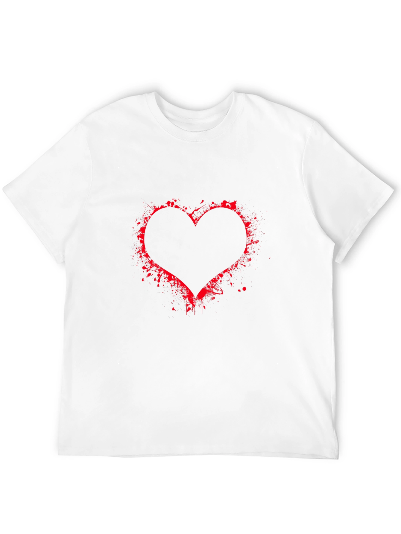 Black T-Shirt with Red Heart Splatter Design