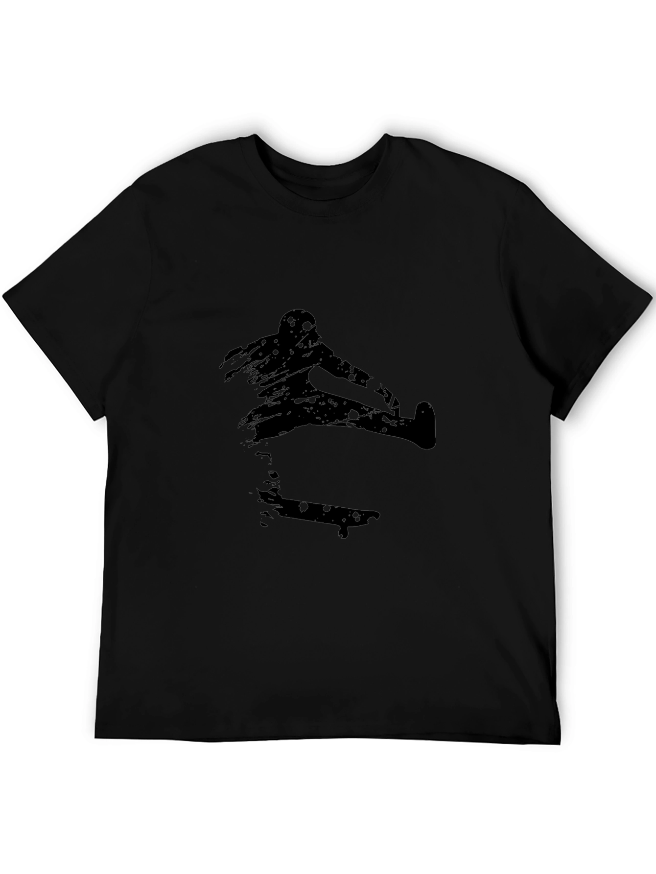 Skateboarding Silhouette Graphic Tee - Black Cotton T-Shirt