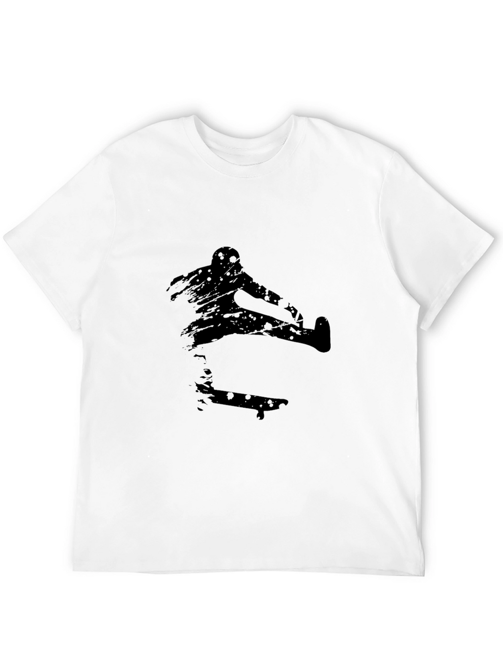 Skateboarding Silhouette Graphic Tee - Black Cotton T-Shirt
