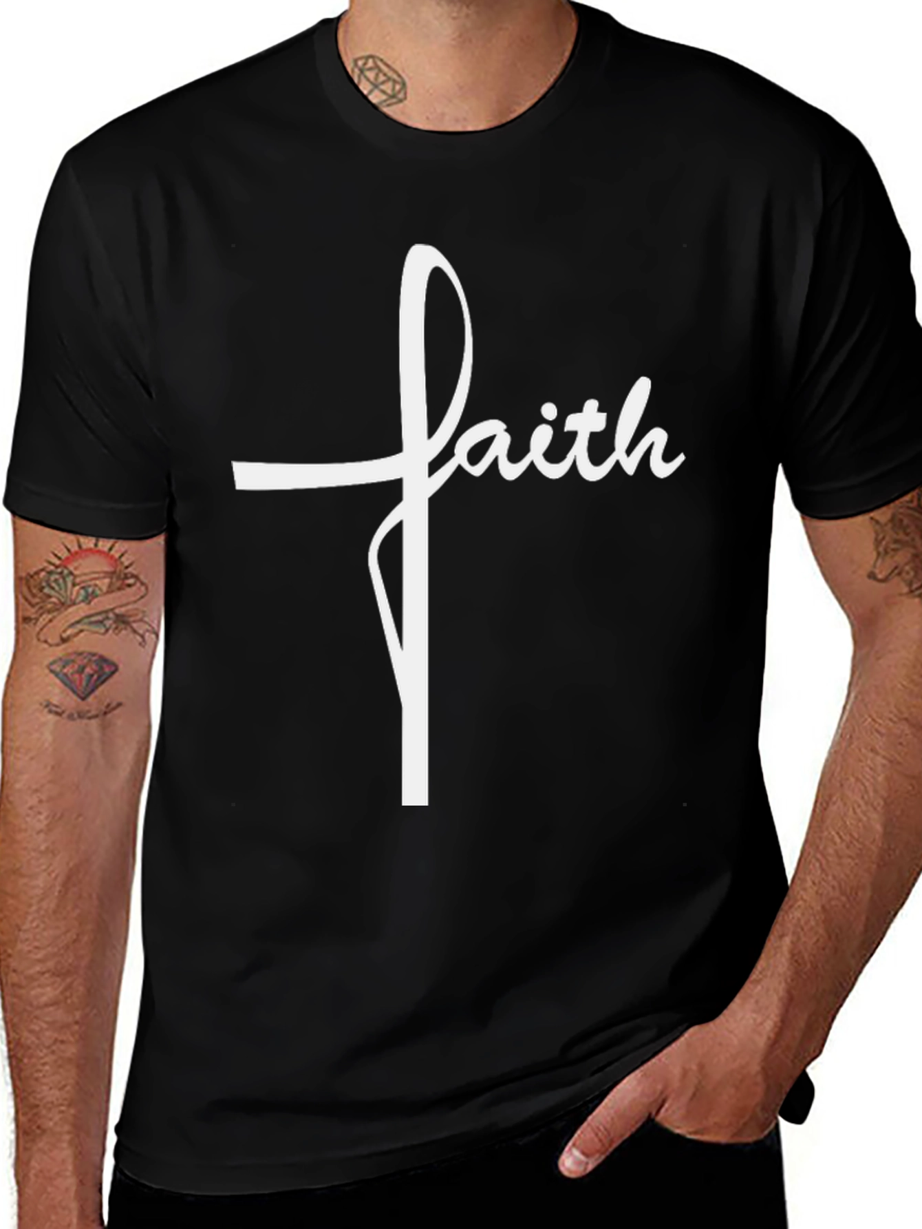 Faith Cross Graphic T-Shirt - Religious Tee