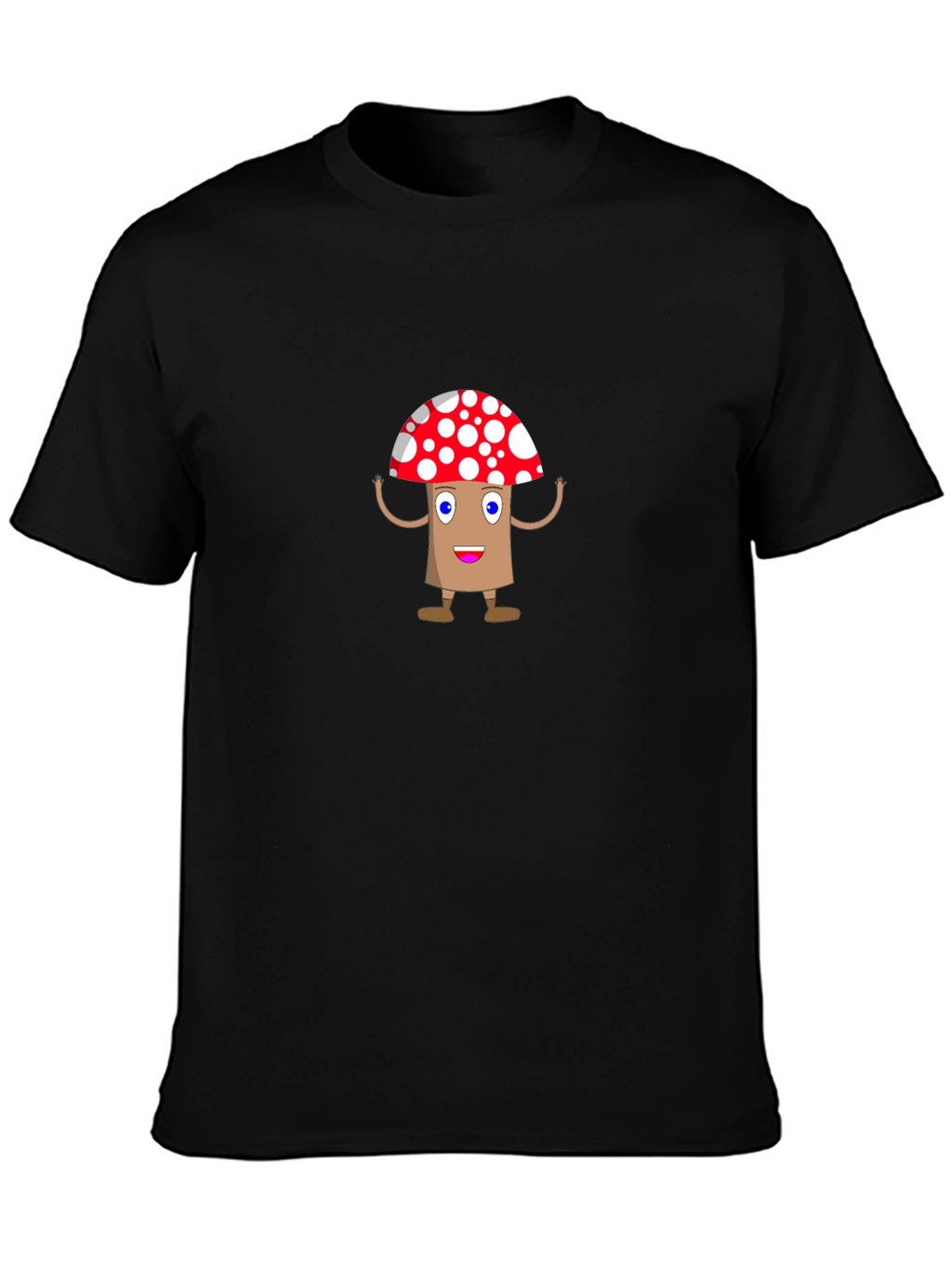 Cartoon Mushroom Graphic Tee - Black T-Shirt