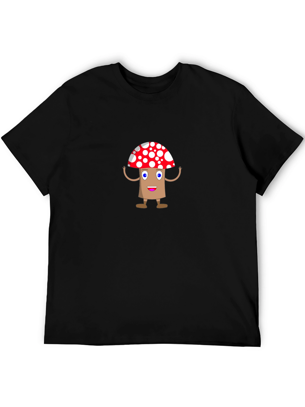Cartoon Mushroom Graphic Tee - Black T-Shirt