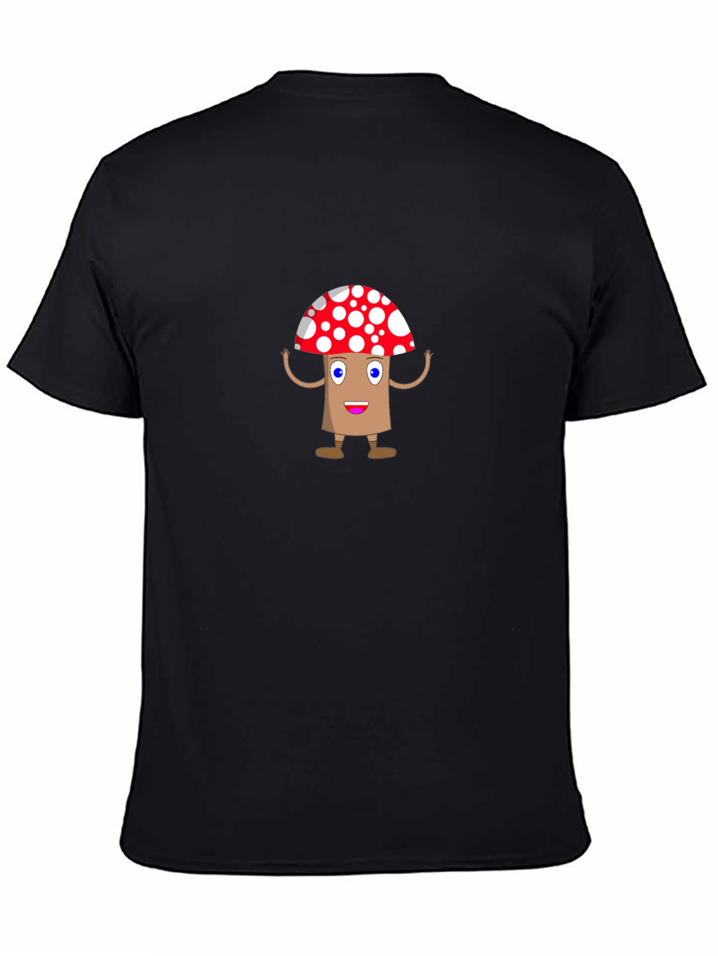 Cartoon Mushroom Graphic Tee - Black T-Shirt
