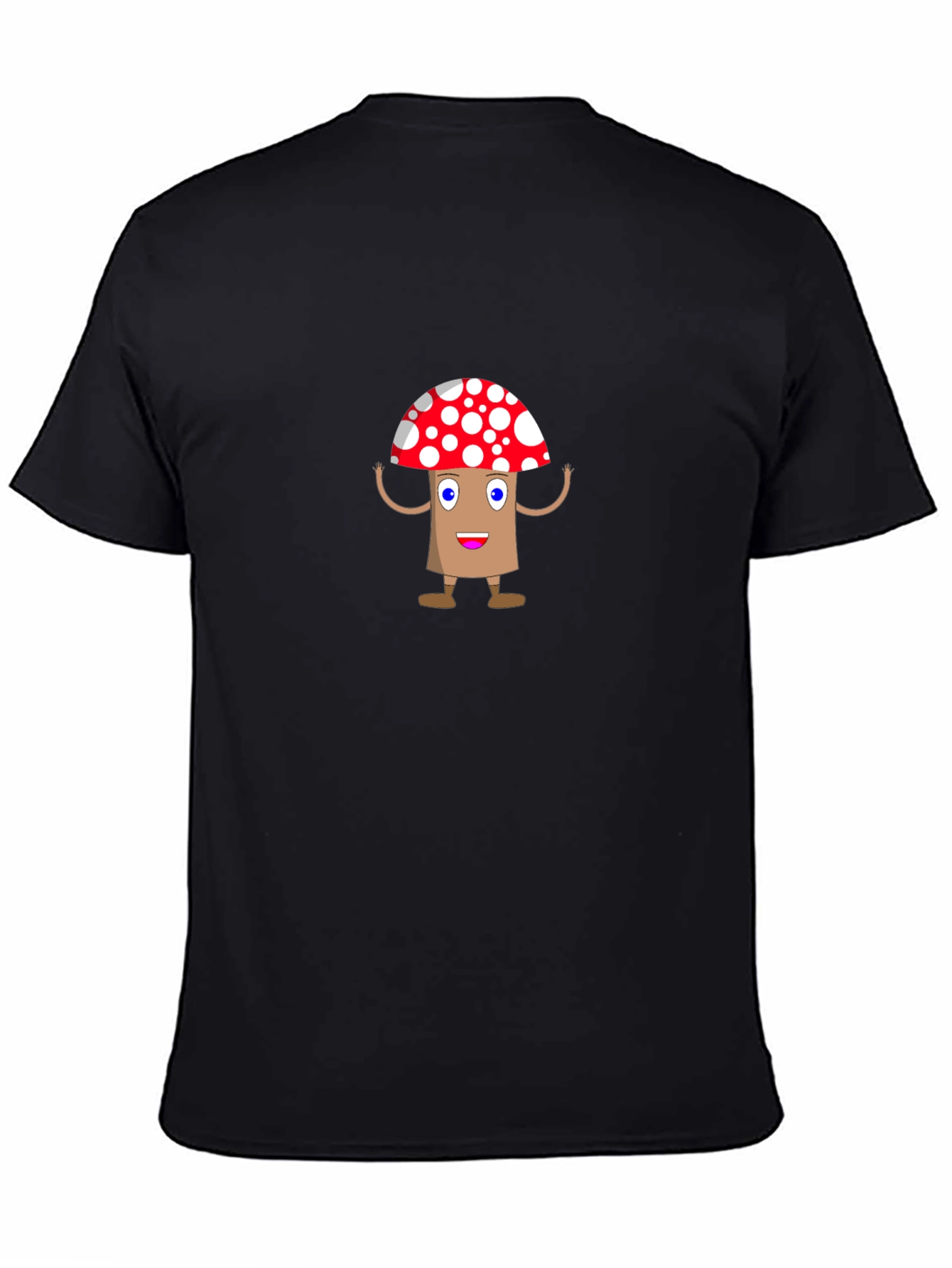 Cartoon Mushroom Graphic Tee - Black T-Shirt