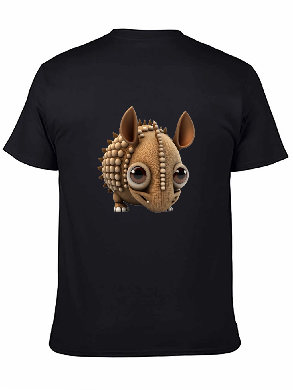 Cartoon Armadillo Graphic Tee - Black Crew Neck