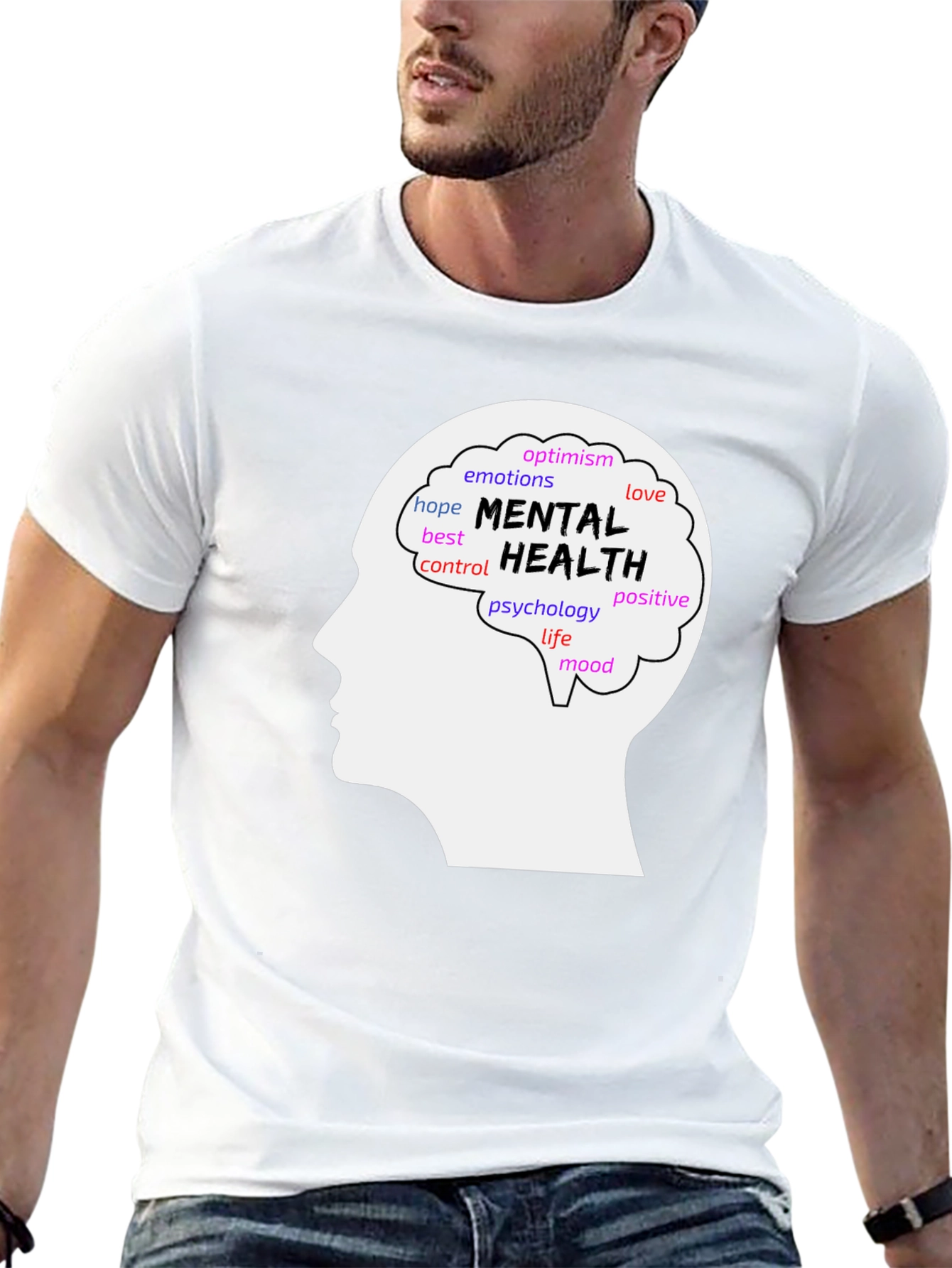 Mental Health Awareness T-Shirt - Brain Silhouette