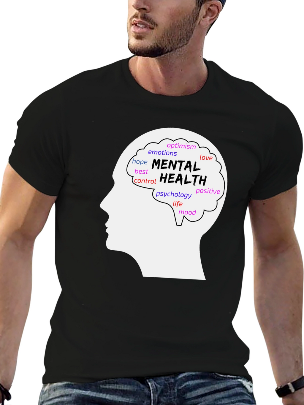 Mental Health Awareness T-Shirt - Brain Silhouette