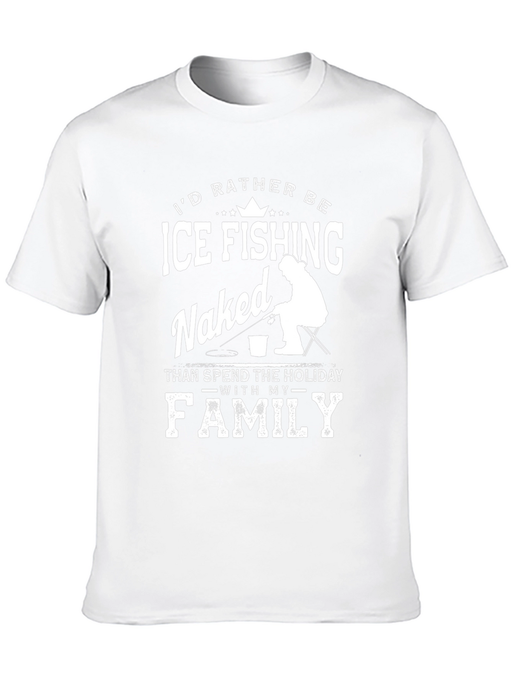 Funny Ice Fishing Naked T-Shirt for Men