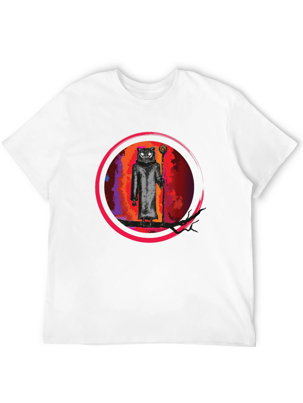 Wizard Owl Graphic Tee - Black Cotton Shirt