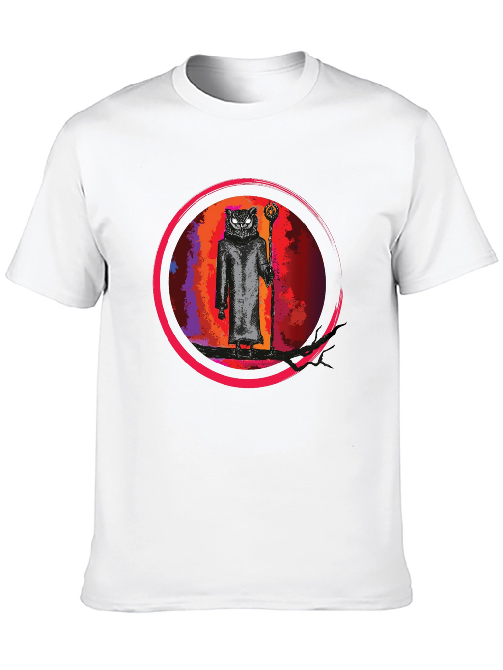 Wizard Owl Graphic Tee - Black Cotton Shirt