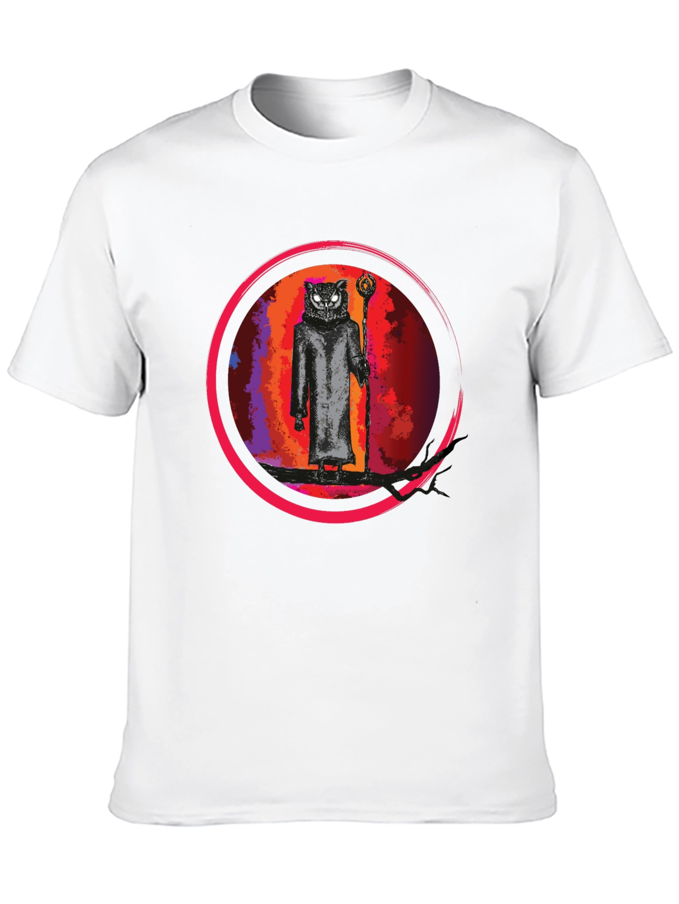 Wizard Owl Graphic Tee - Black Cotton Shirt