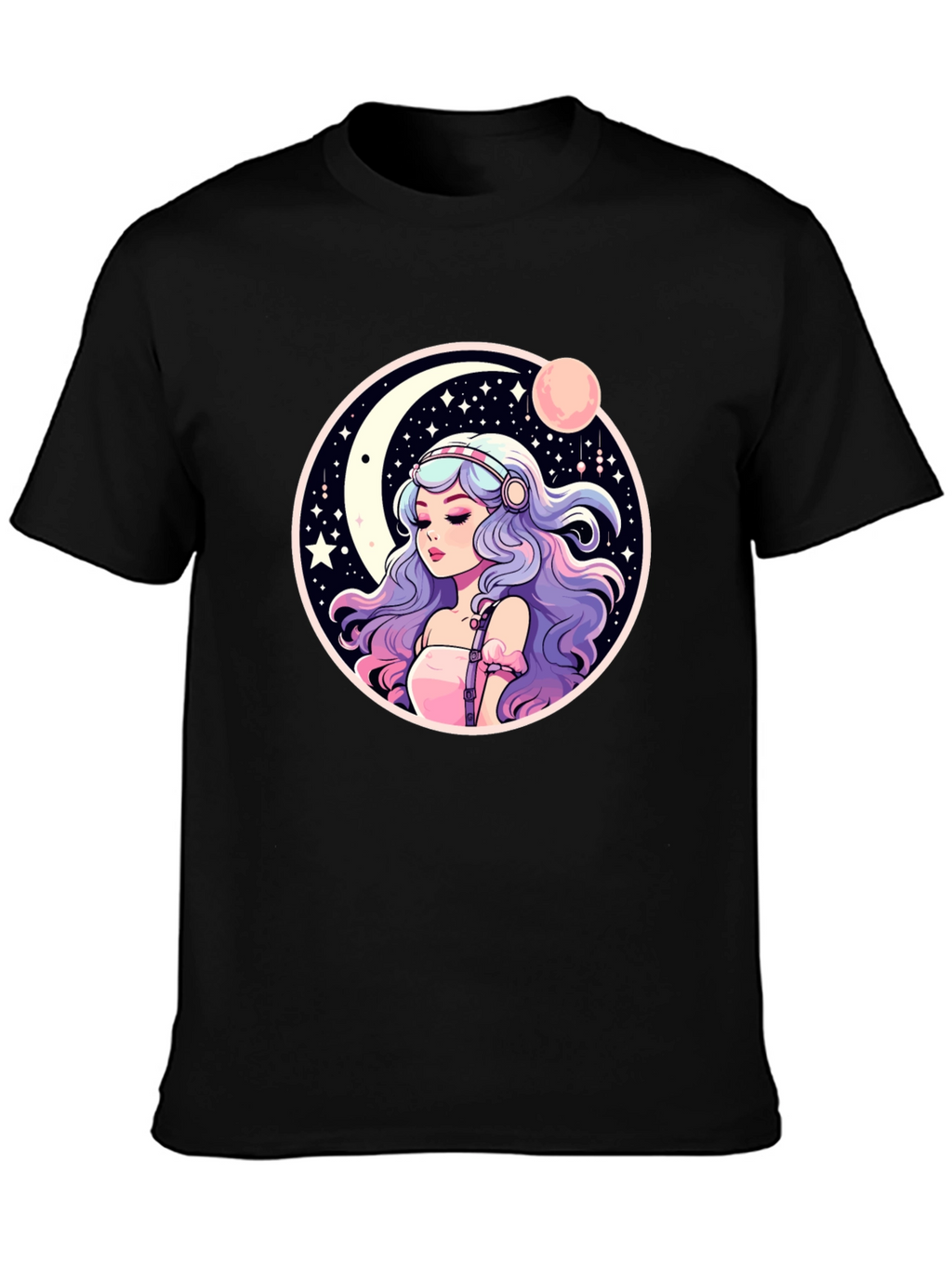 Anime Girl Moon & Stars Graphic Tee