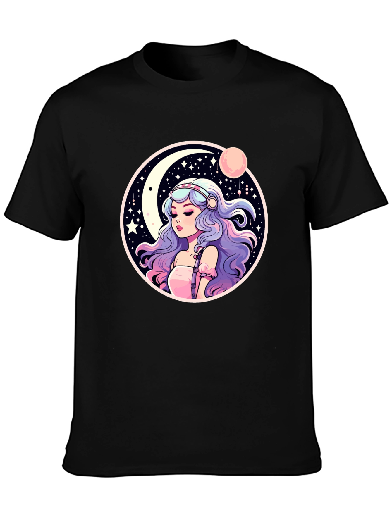 Anime Girl Moon & Stars Graphic Tee