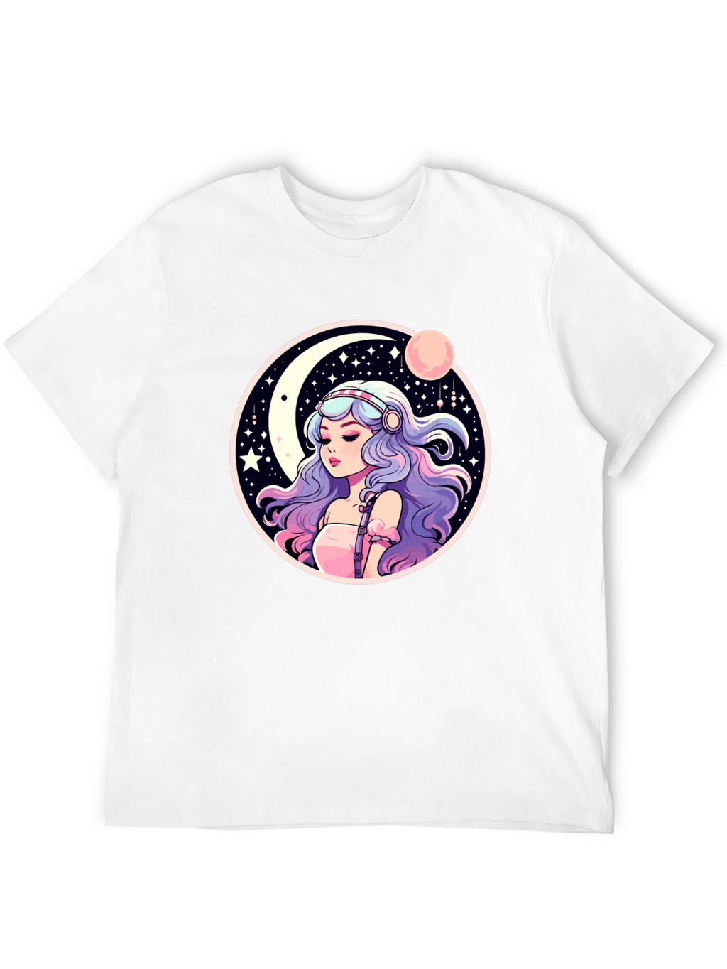 Anime Girl Moon & Stars Graphic Tee
